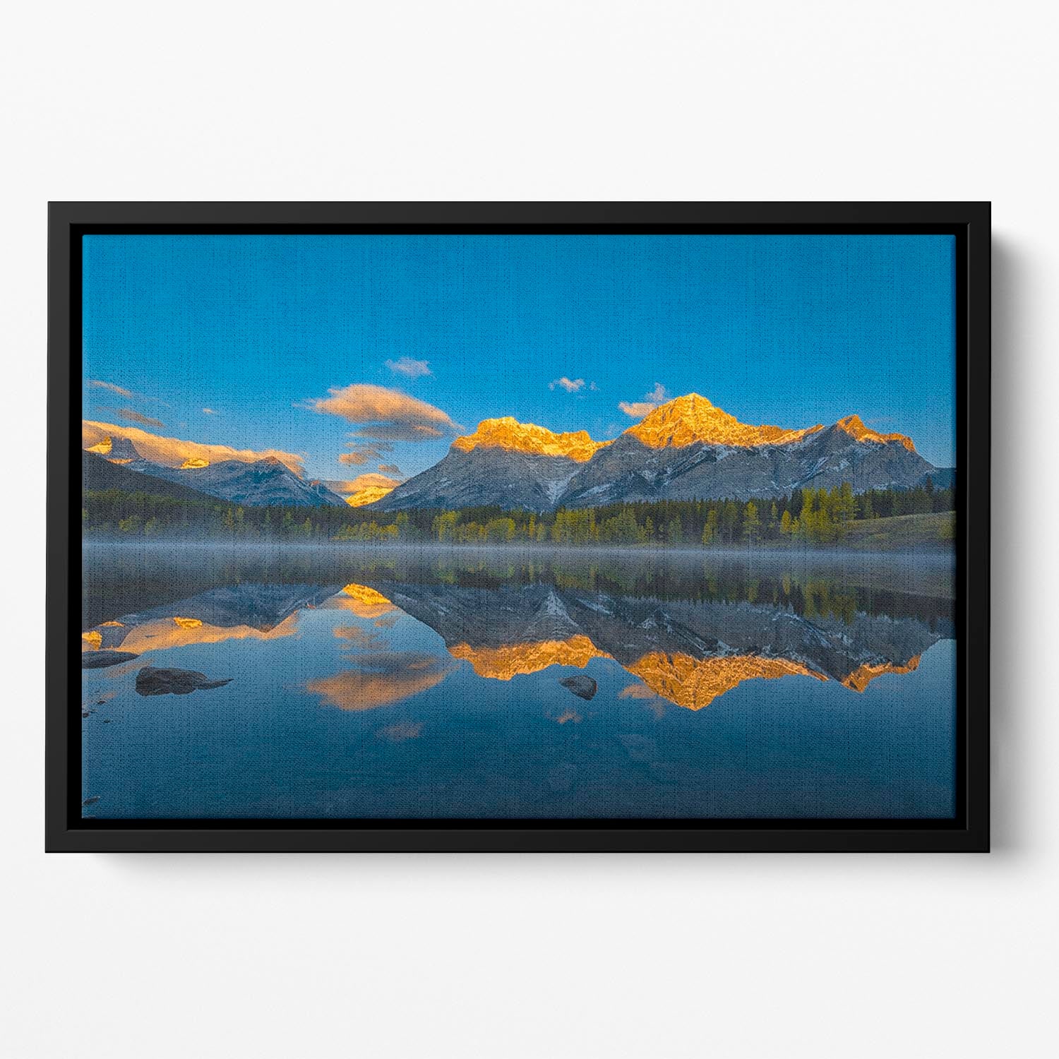 A Perfect Morning In Canadian Rockies Floating Framed Canvas - Canvas Art Rocks - 2