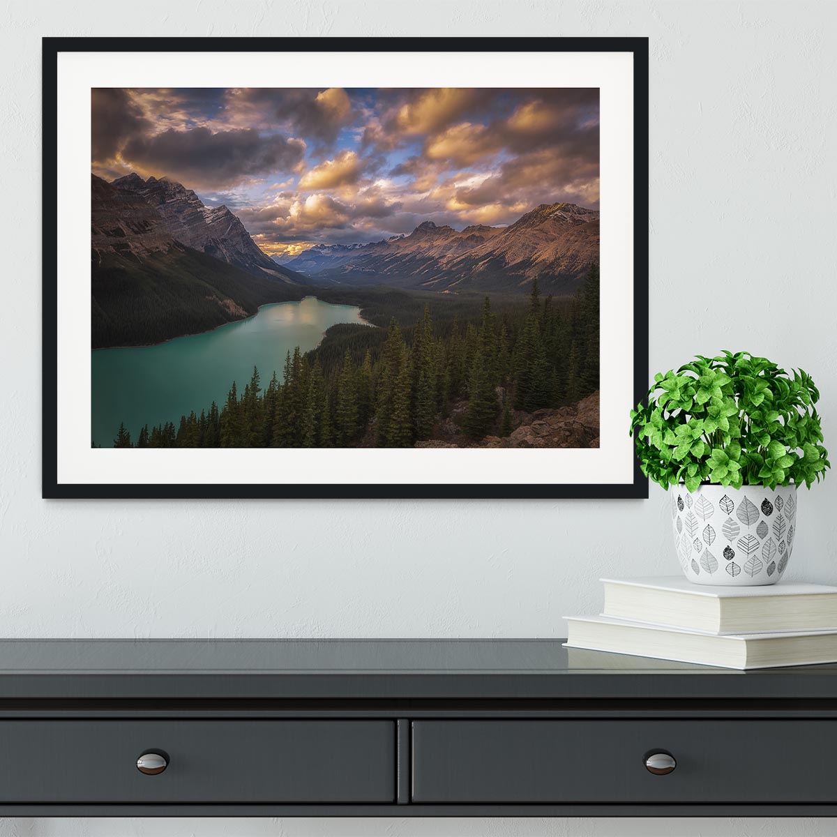 Peyto Lake At Dusk Framed Print - Canvas Art Rocks - 1