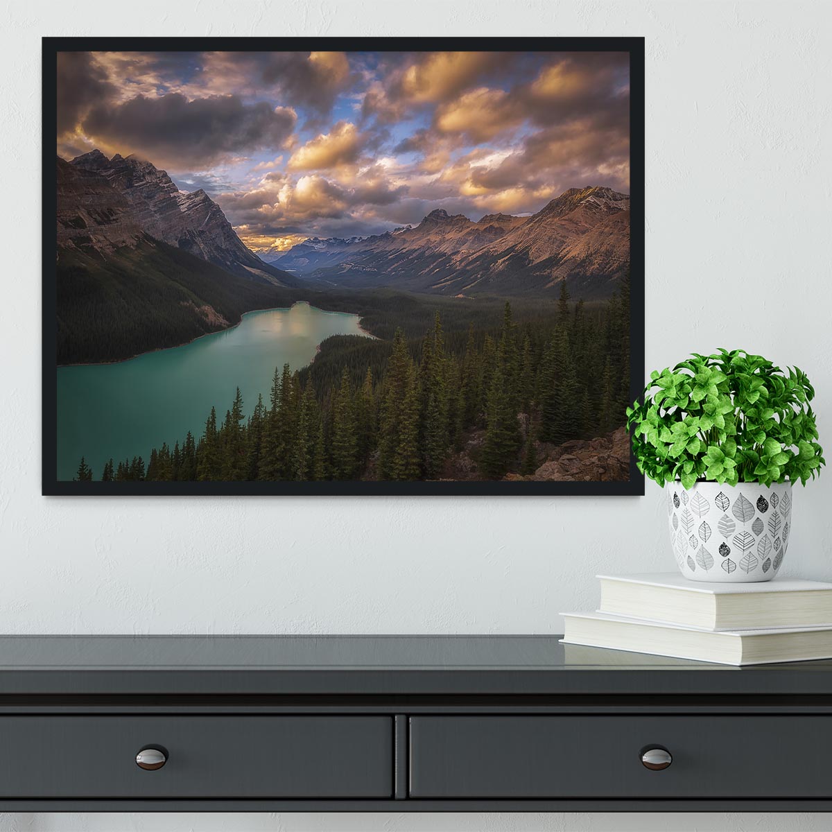 Peyto Lake At Dusk Framed Print - Canvas Art Rocks - 2