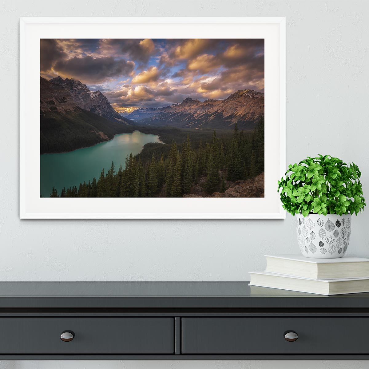 Peyto Lake At Dusk Framed Print - Canvas Art Rocks - 5