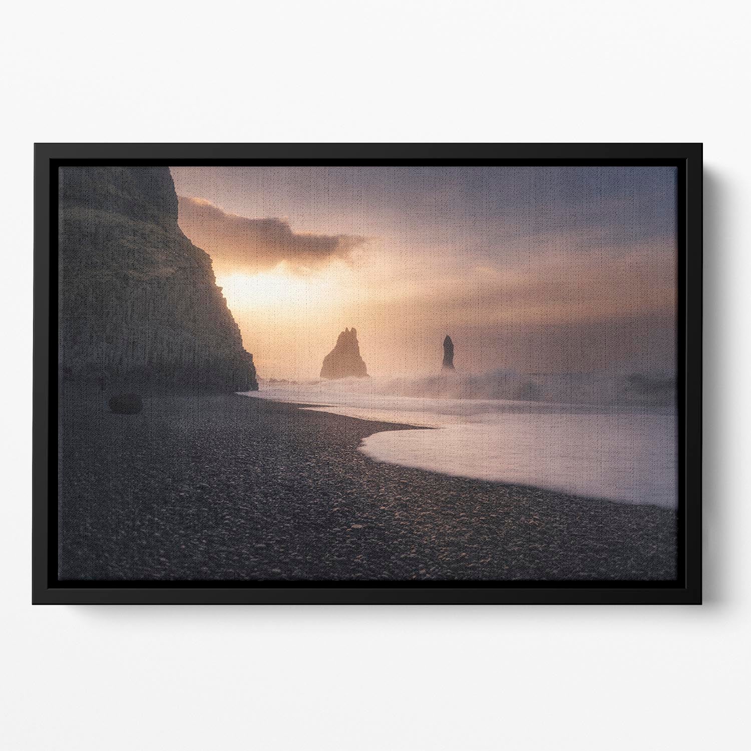 Reynisfjara Sunrise Floating Framed Canvas - Canvas Art Rocks - 2