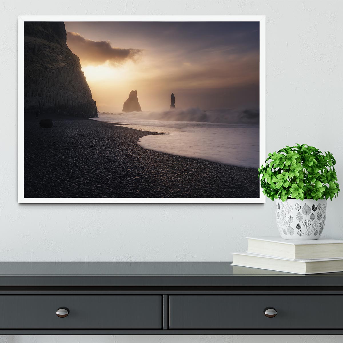 Reynisfjara Sunrise Framed Print - Canvas Art Rocks -6