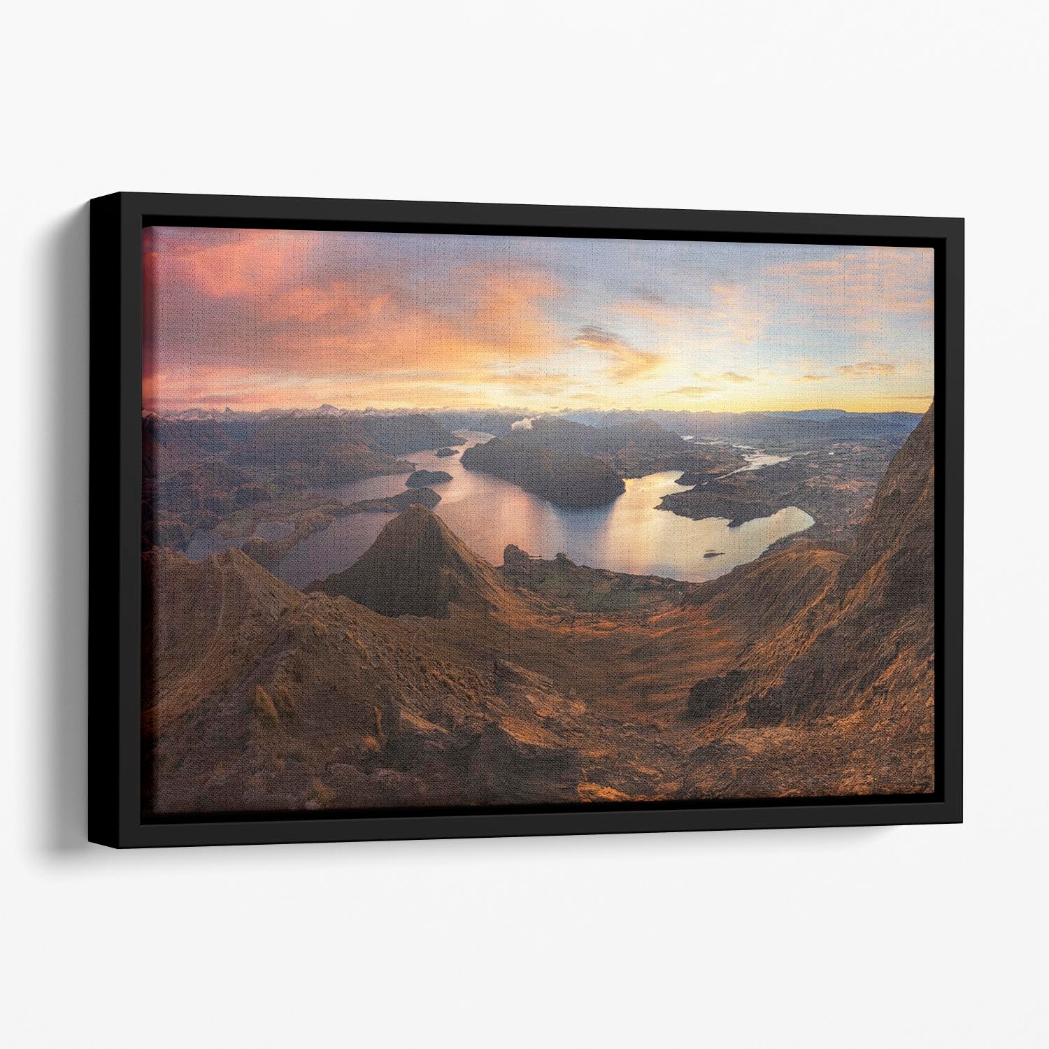 Roy's Peak Panorama View Floating Framed Canvas - Canvas Art Rocks - 1