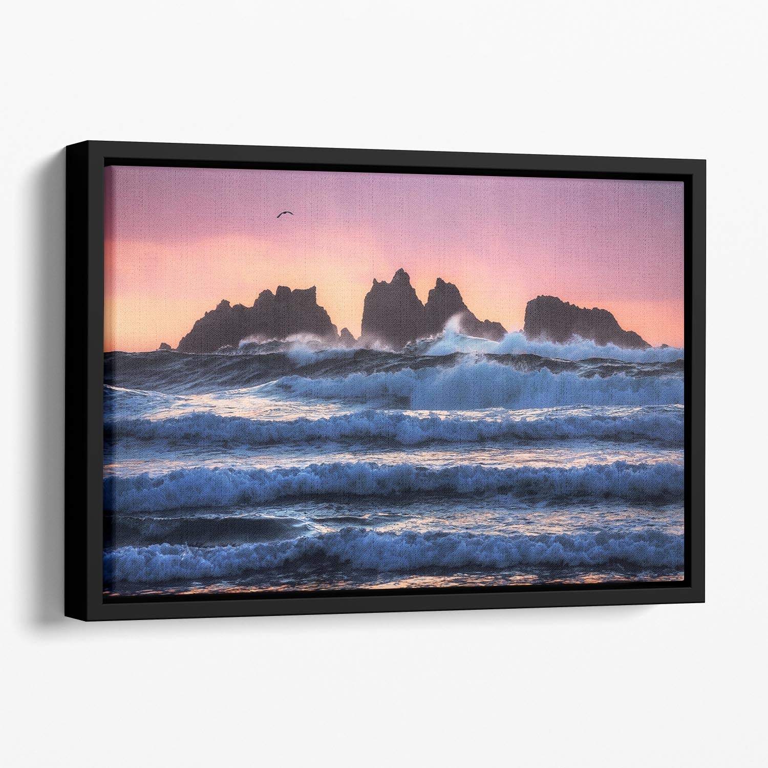 Bandon Beach Layers Floating Framed Canvas - Canvas Art Rocks - 1