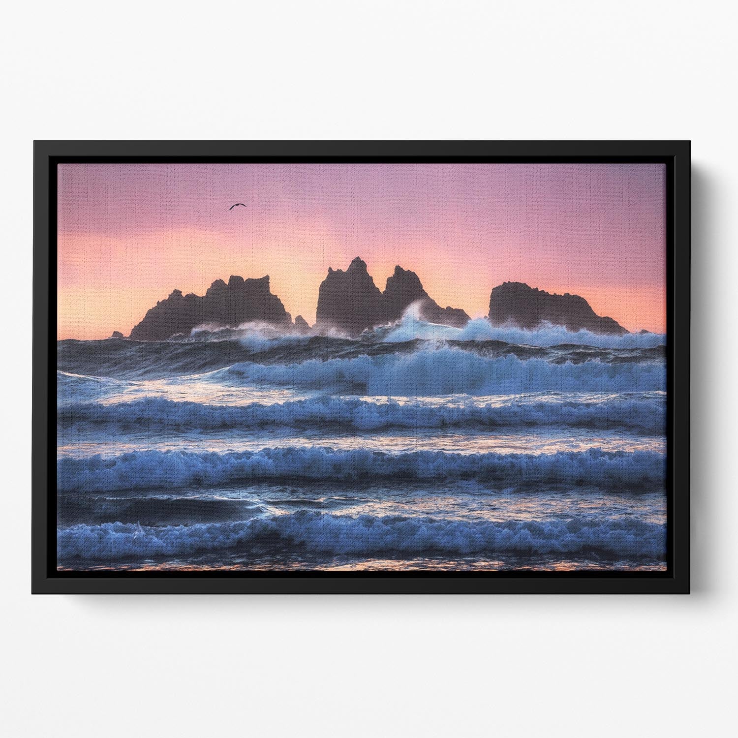 Bandon Beach Layers Floating Framed Canvas - Canvas Art Rocks - 2