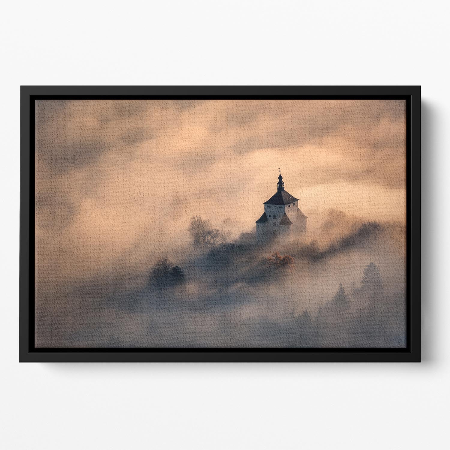 Castle In Fire Floating Framed Canvas - Canvas Art Rocks - 2