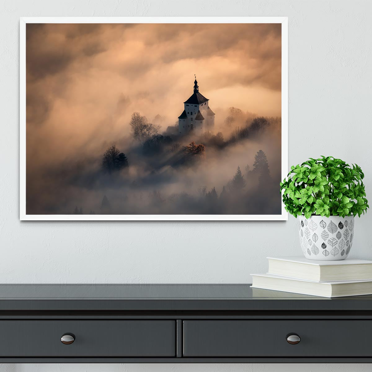 Castle In Fire Framed Print - Canvas Art Rocks -6