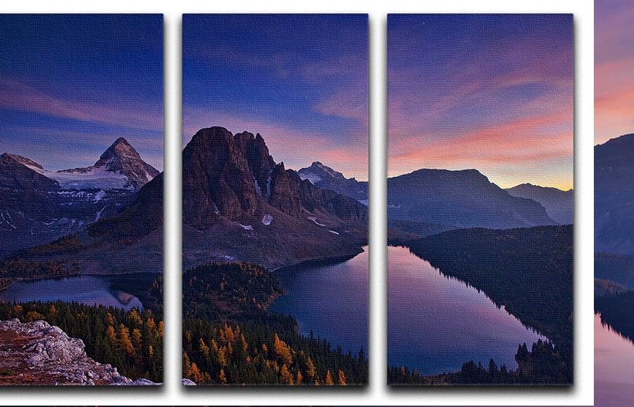 Twilight At Mount Assiniboine 3 Split Panel Canvas Print - Canvas Art Rocks - 1