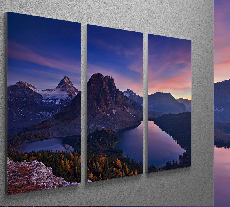 Twilight At Mount Assiniboine 3 Split Panel Canvas Print - Canvas Art Rocks - 2