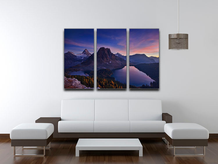 Twilight At Mount Assiniboine 3 Split Panel Canvas Print - Canvas Art Rocks - 3