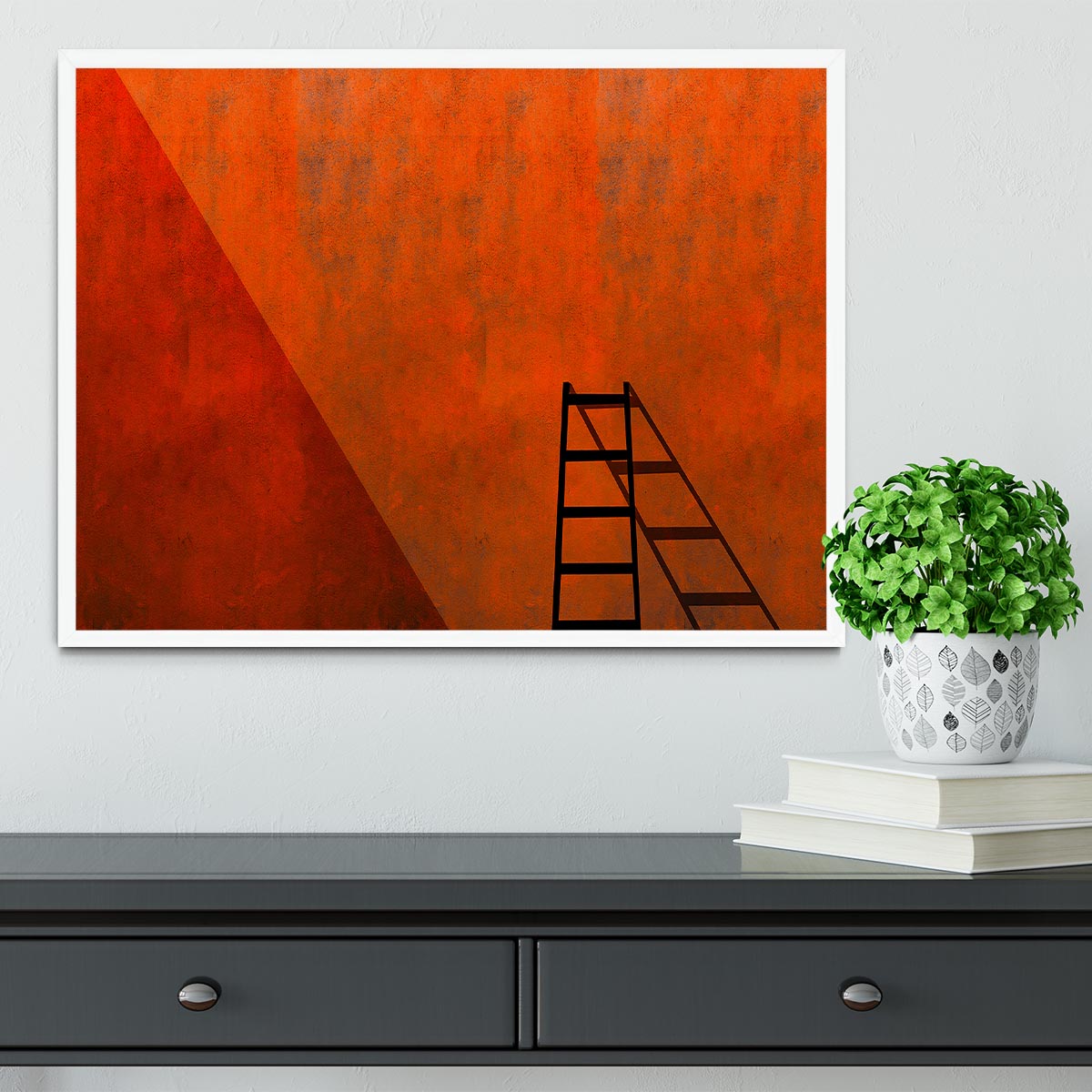 A Ladder And Its Shadow Framed Print - Canvas Art Rocks -6