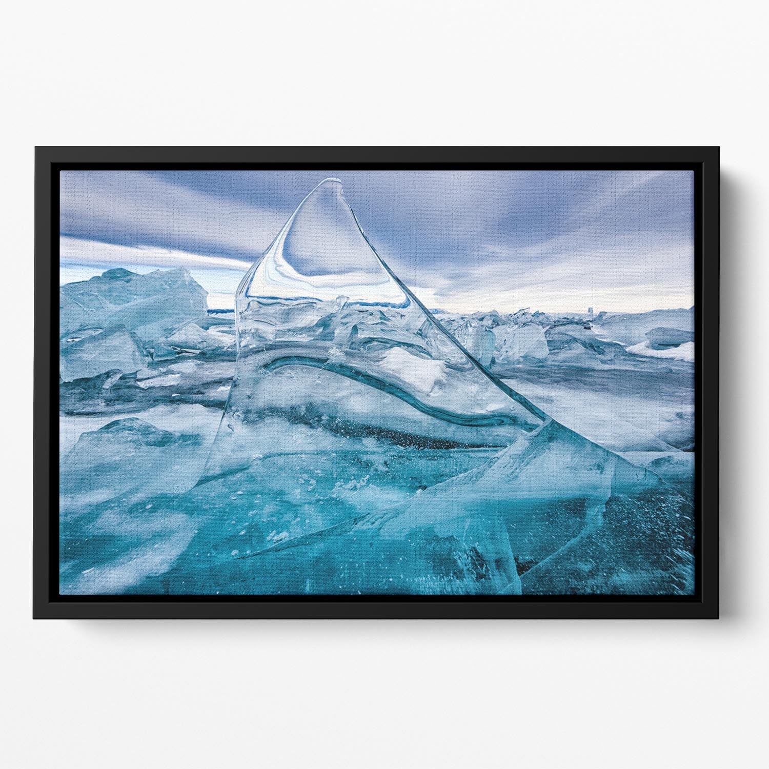 Sail In The Winter Lake Floating Framed Canvas - Canvas Art Rocks - 2