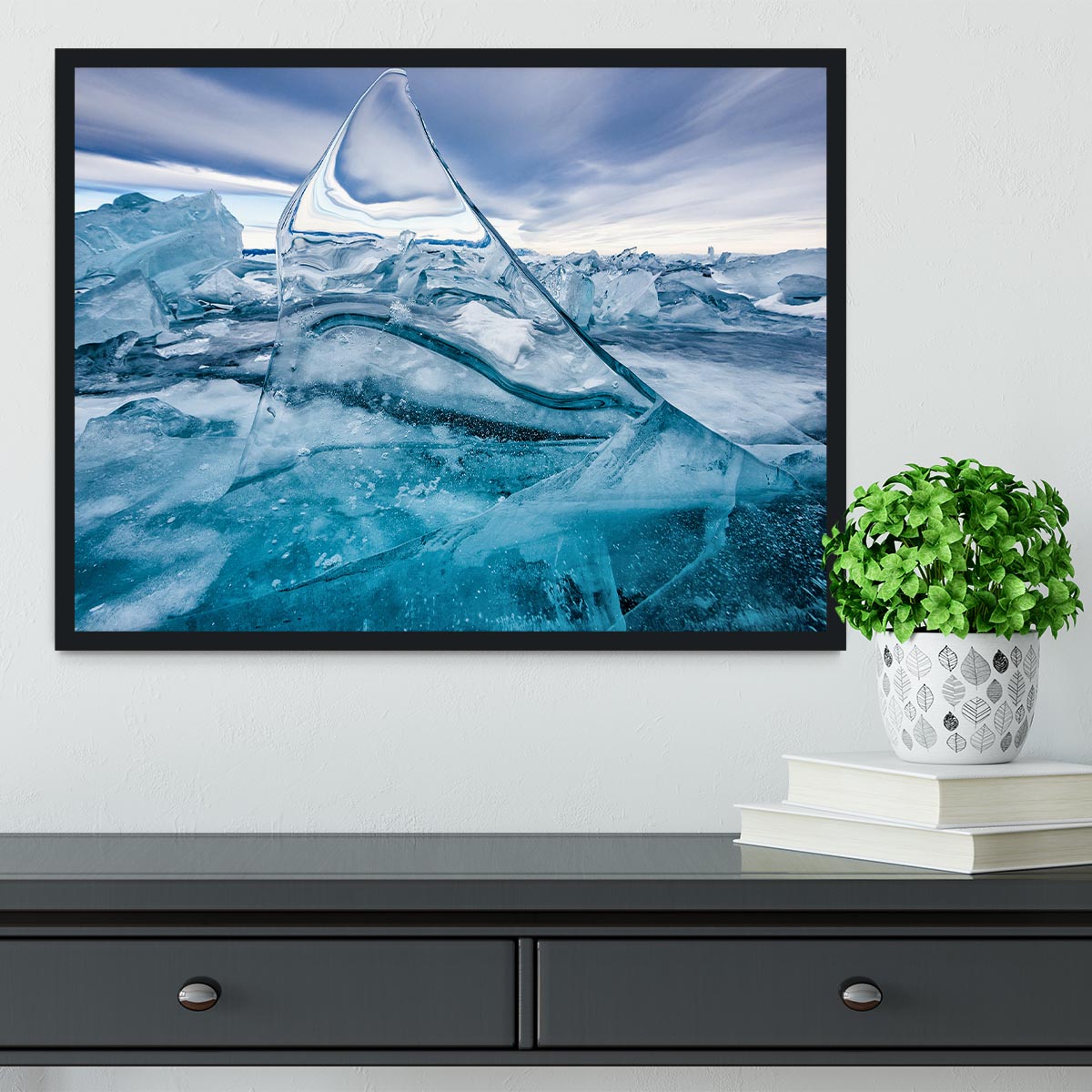 Sail In The Winter Lake Framed Print - Canvas Art Rocks - 2