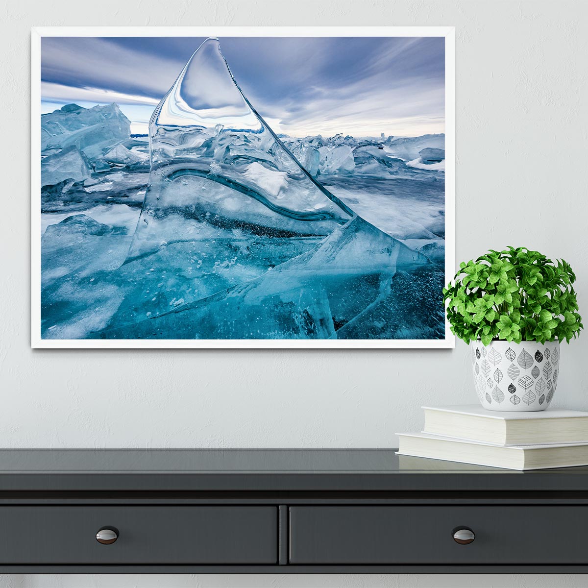 Sail In The Winter Lake Framed Print - Canvas Art Rocks -6