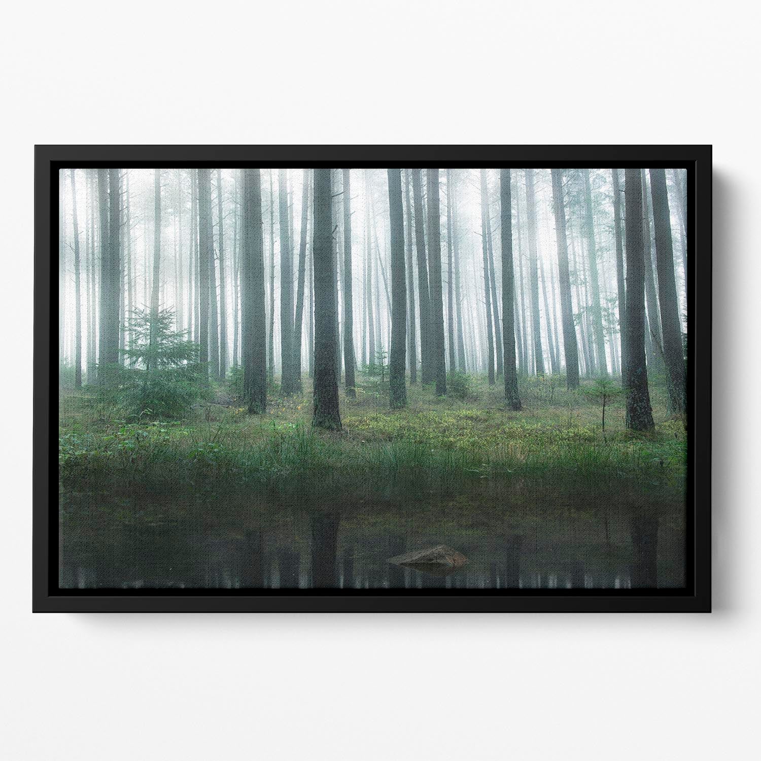 Lake In Forest Floating Framed Canvas - Canvas Art Rocks - 2