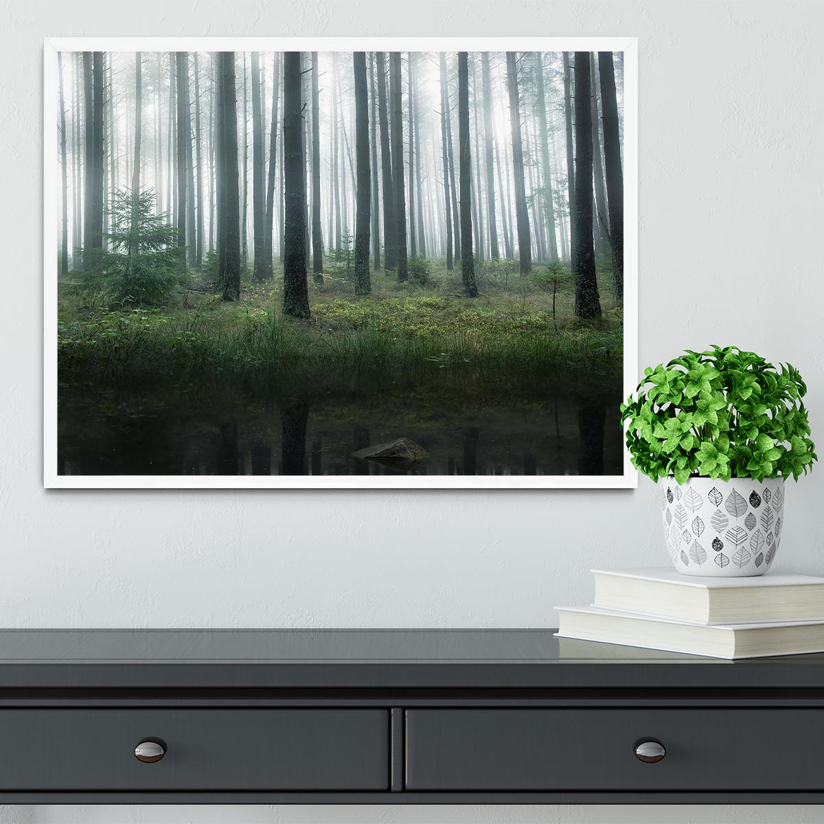 Lake In Forest Framed Print - Canvas Art Rocks -6