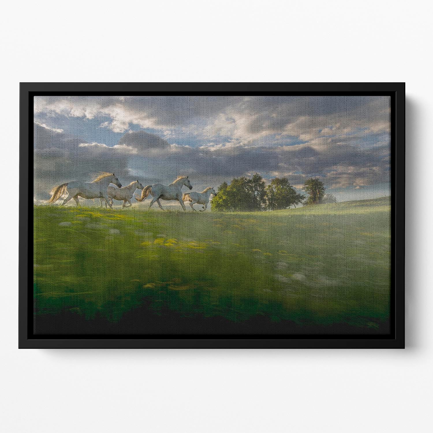 Galloping Horses Floating Framed Canvas - Canvas Art Rocks - 2