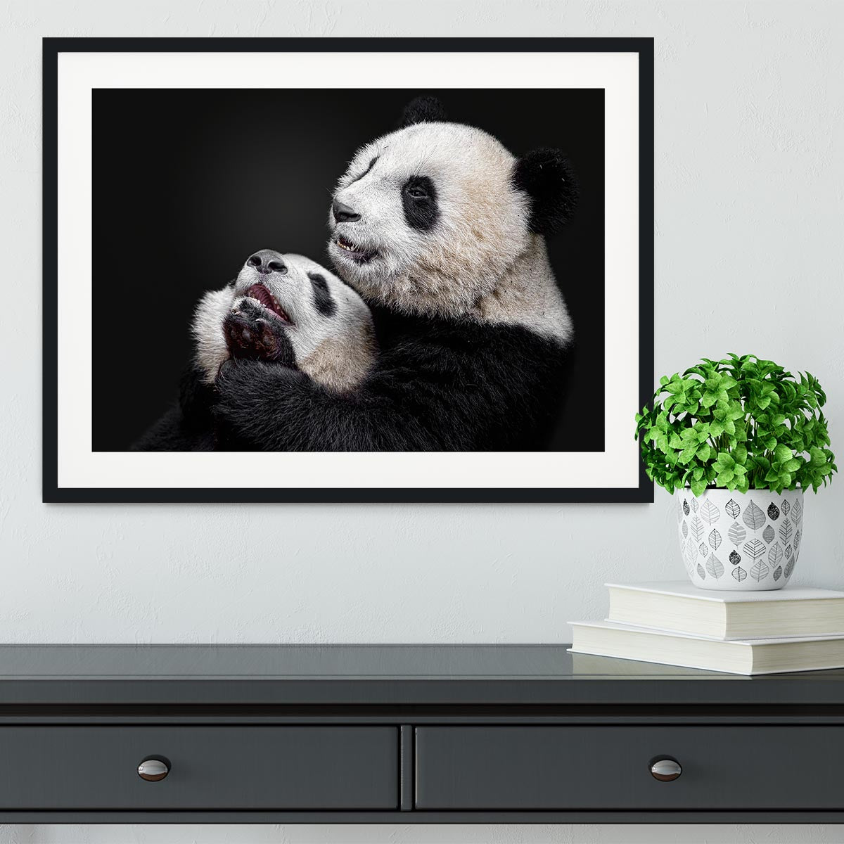 Pandas Playing Framed Print - Canvas Art Rocks - 1