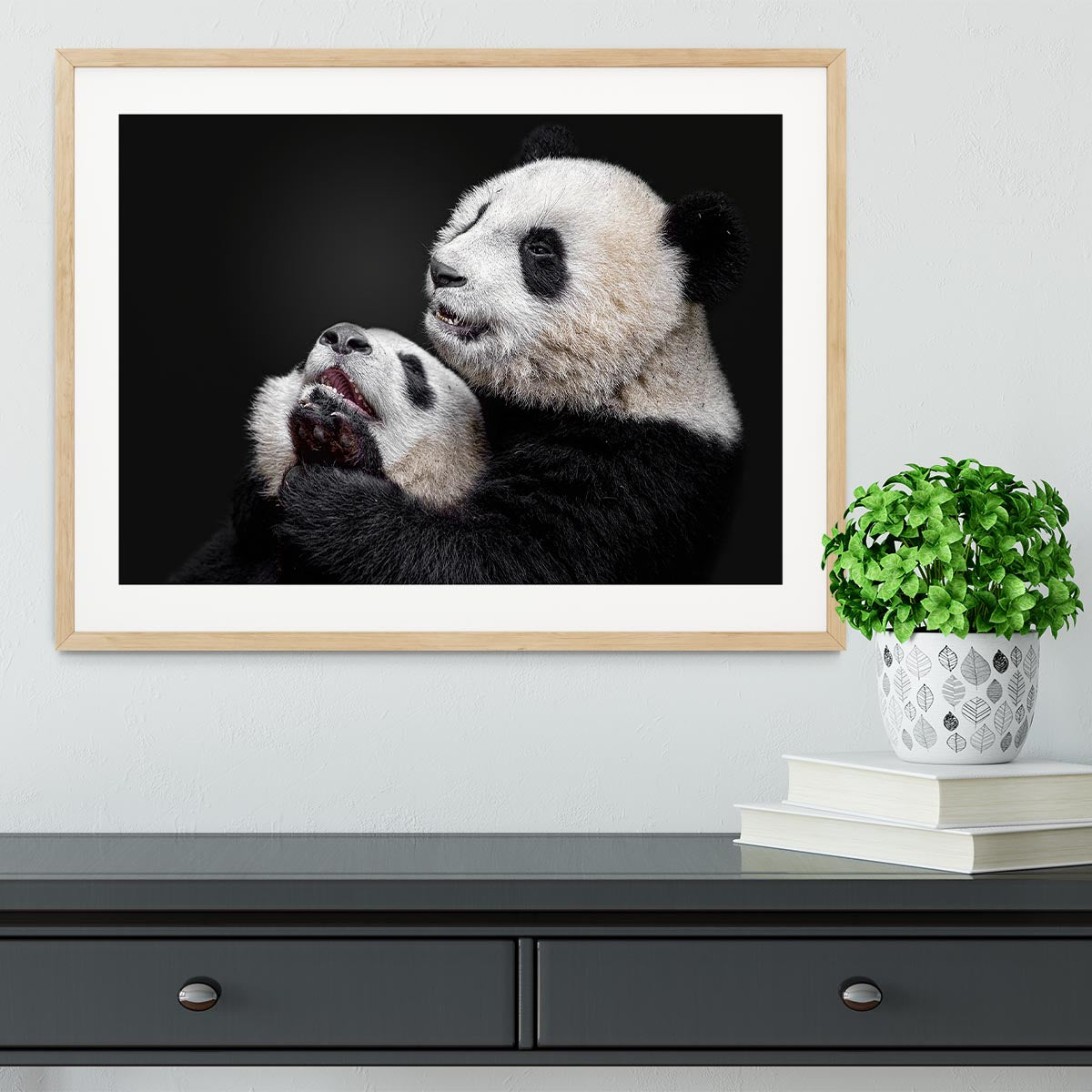 Pandas Playing Framed Print - Canvas Art Rocks - 3