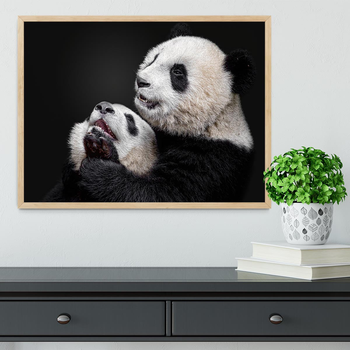 Pandas Playing Framed Print - Canvas Art Rocks - 4