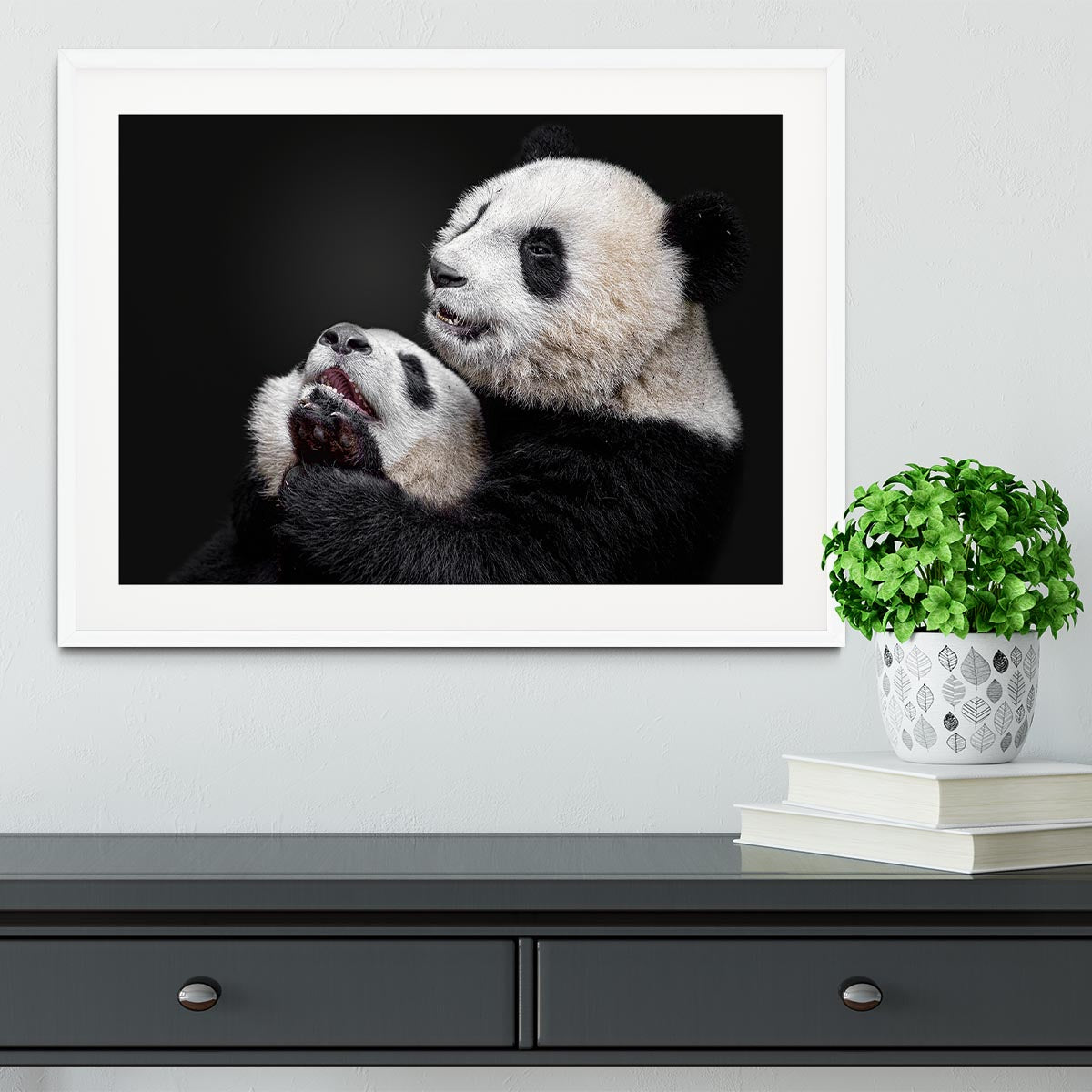 Pandas Playing Framed Print - Canvas Art Rocks - 5
