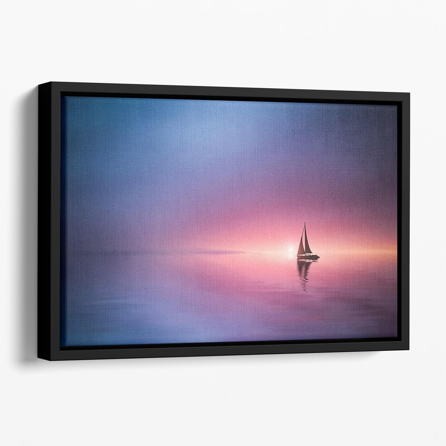 Sailing Across The Lake Toward The Sunset Floating Framed Canvas - Canvas Art Rocks - 1