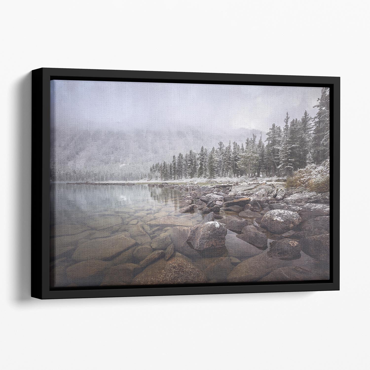 Winter Rocks Floating Framed Canvas - Canvas Art Rocks - 1