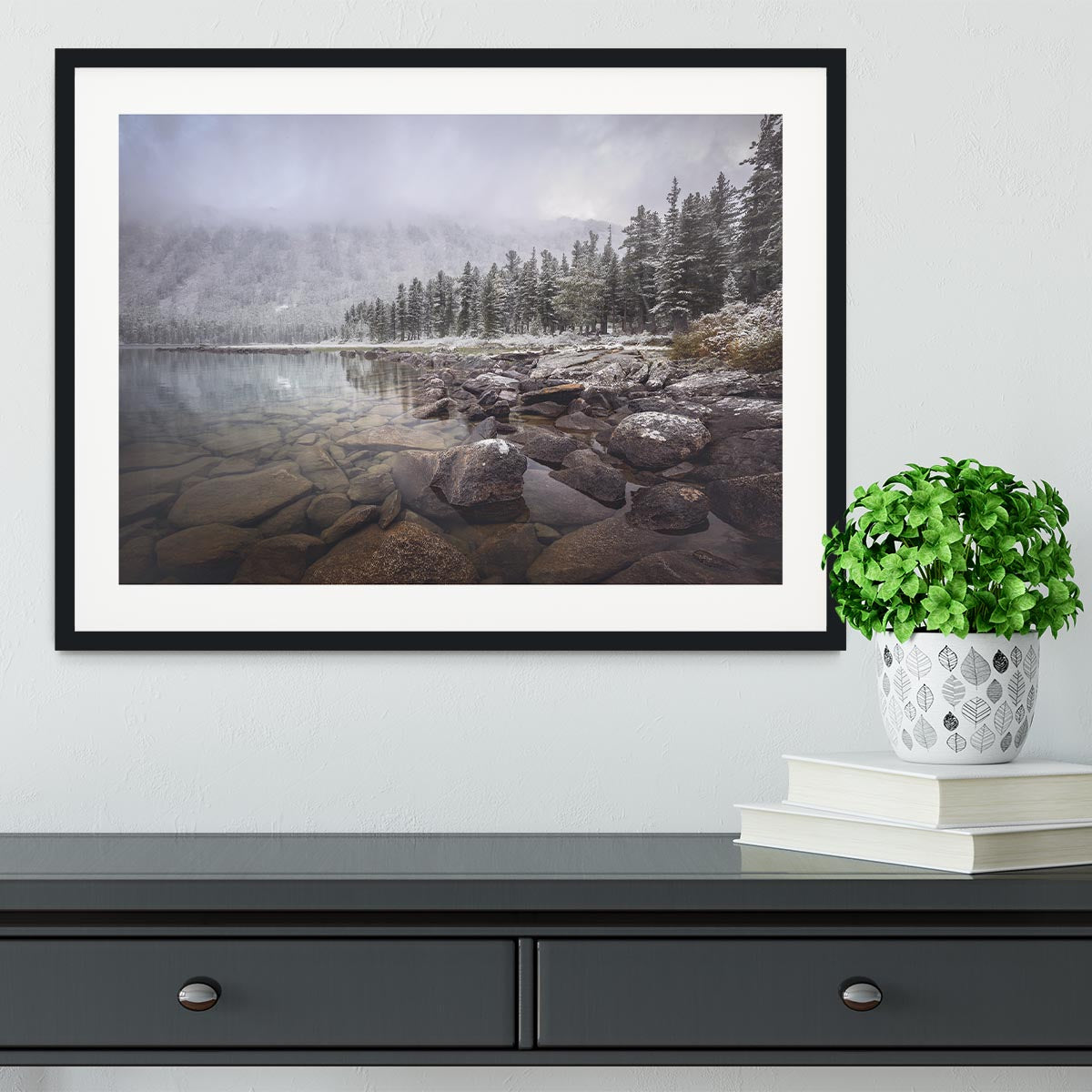 Winter Rocks Framed Print - Canvas Art Rocks - 1