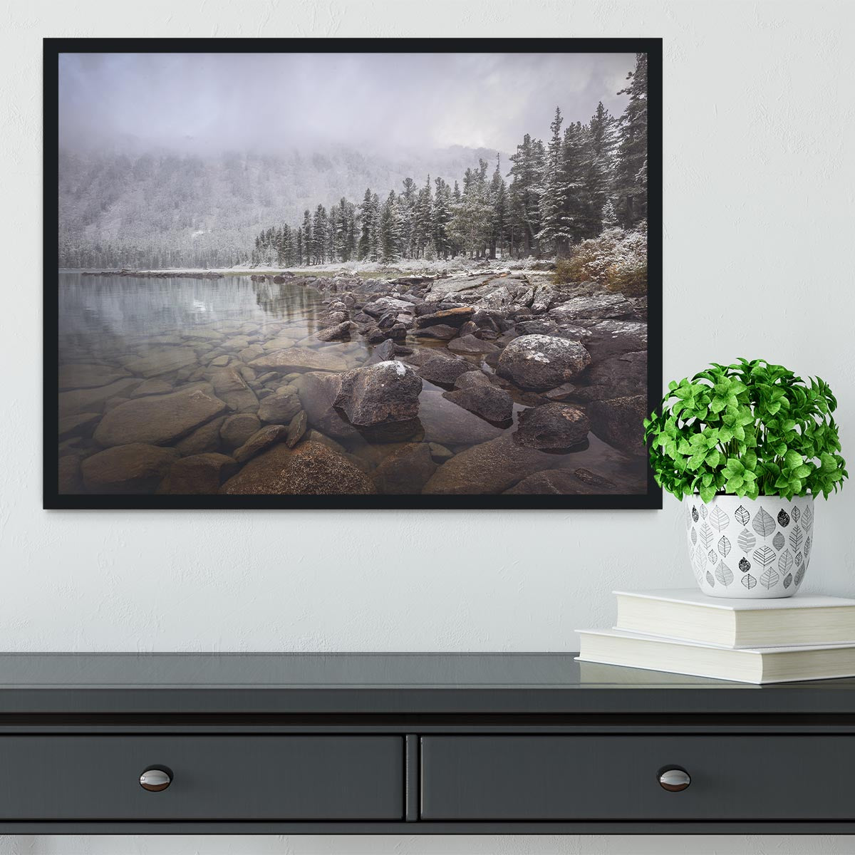 Winter Rocks Framed Print - Canvas Art Rocks - 2