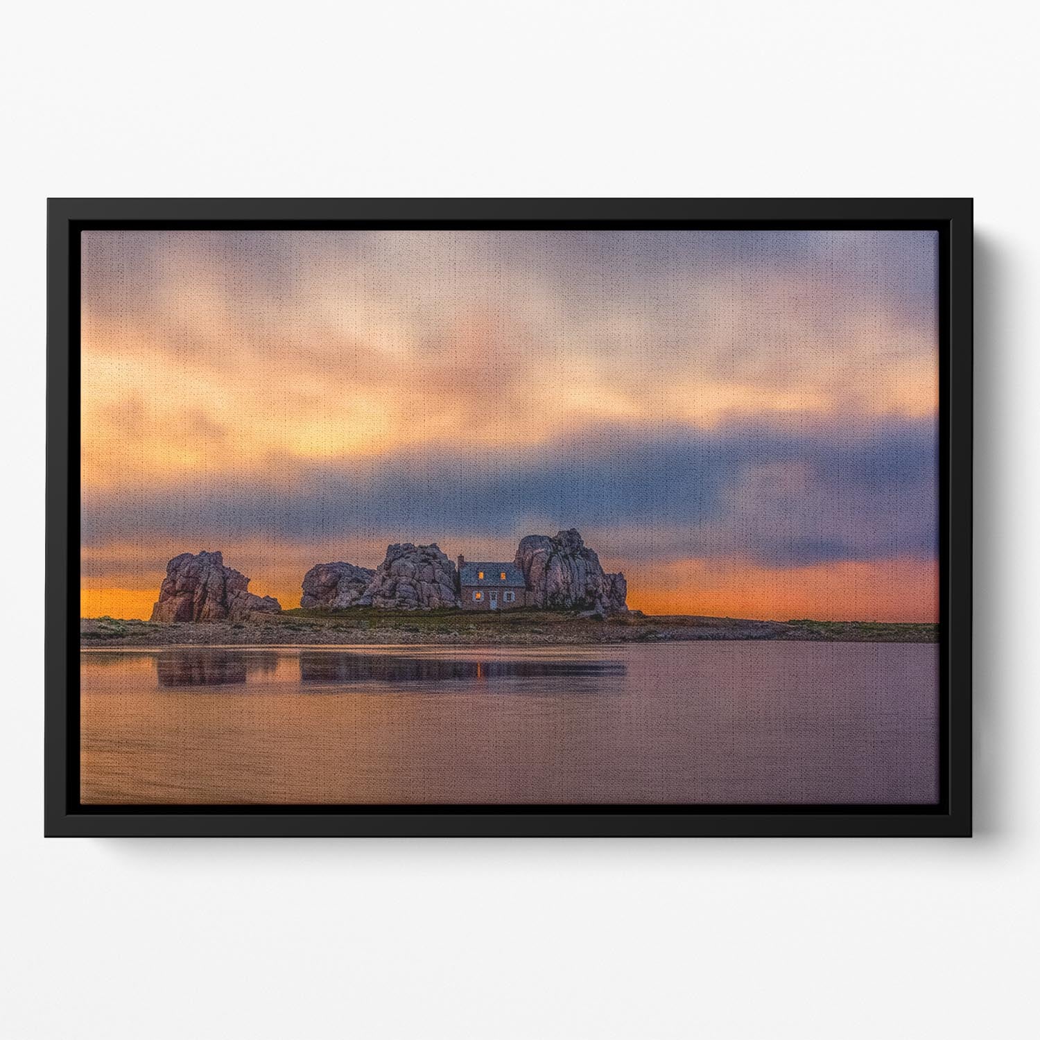 Sunset At Plougrescant Floating Framed Canvas - Canvas Art Rocks - 2