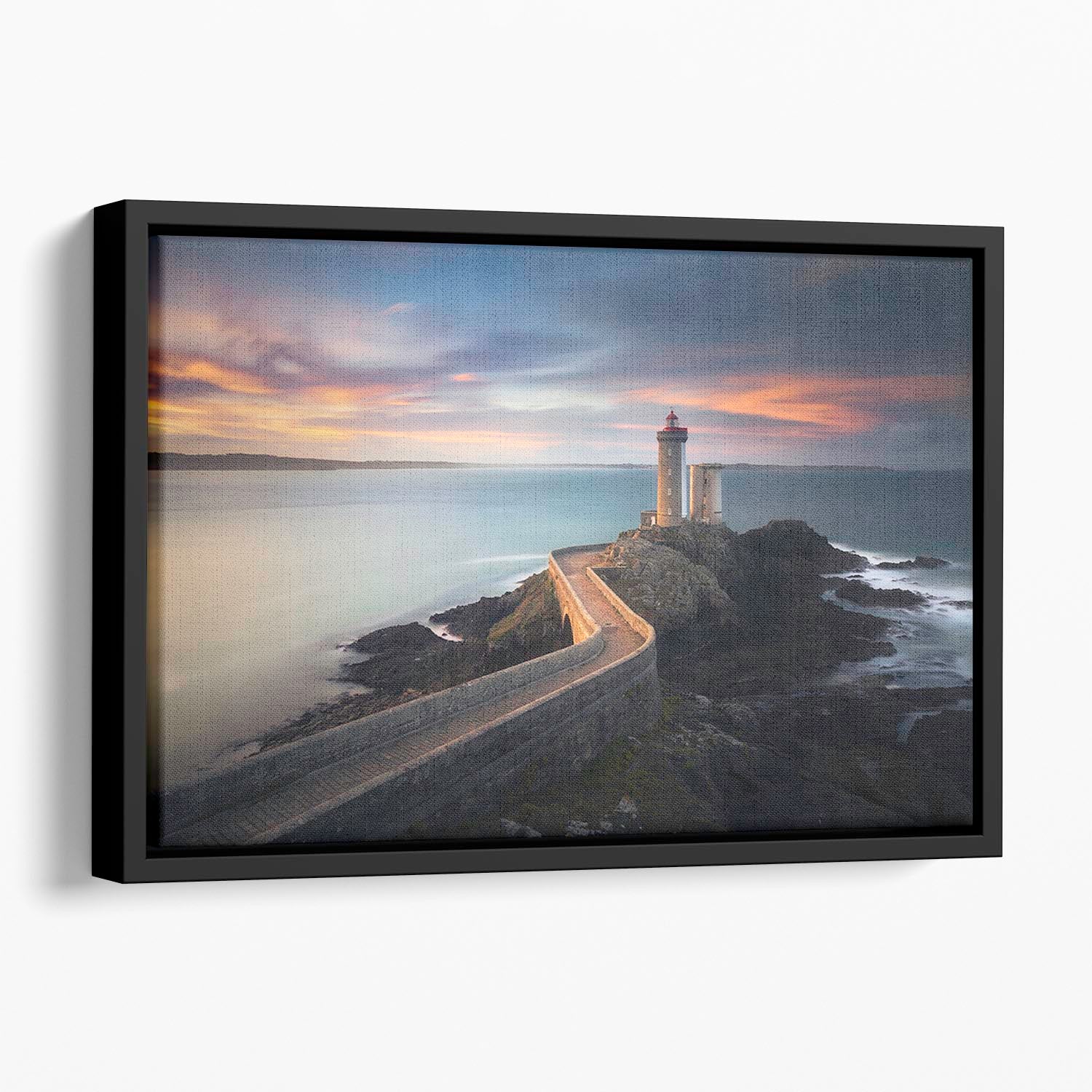 Le Phare Du Petit Minou Floating Framed Canvas - Canvas Art Rocks - 1