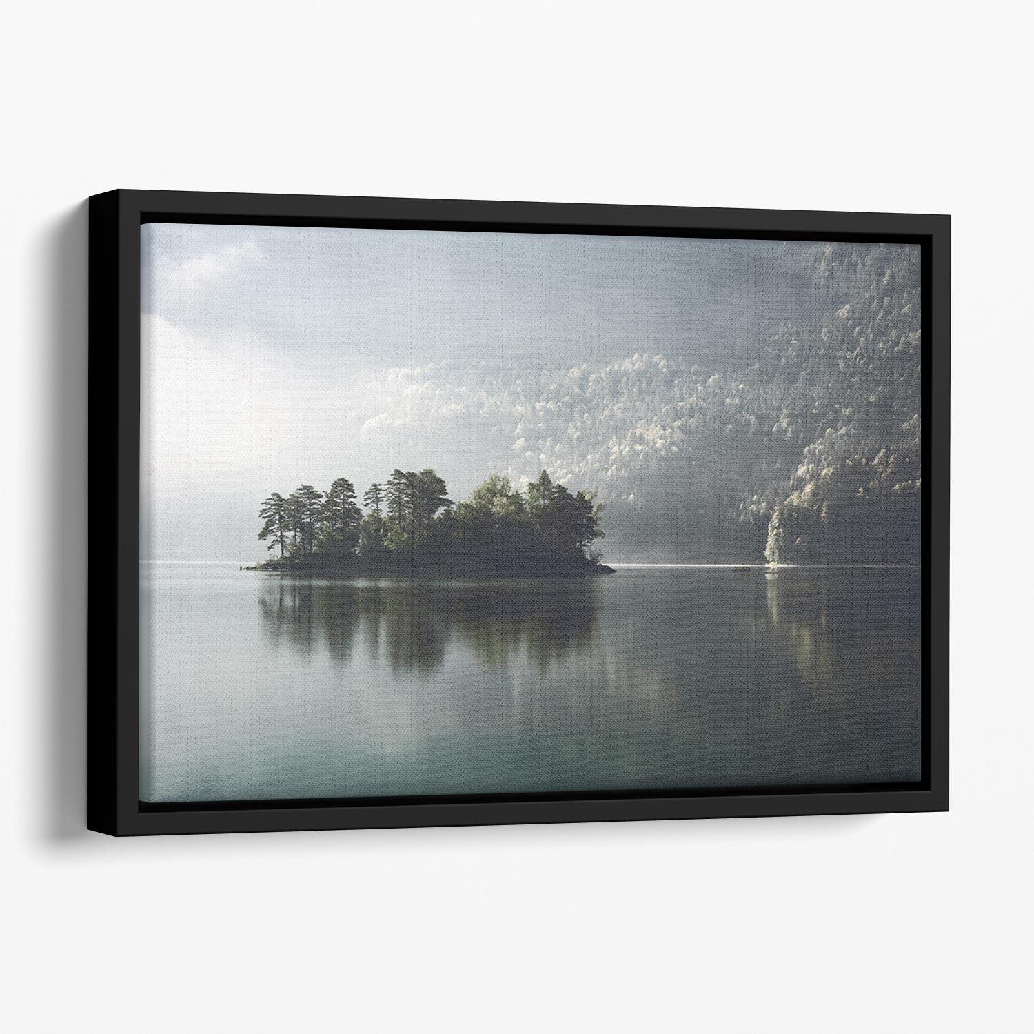 Morning Fog Clearing Floating Framed Canvas - Canvas Art Rocks - 1