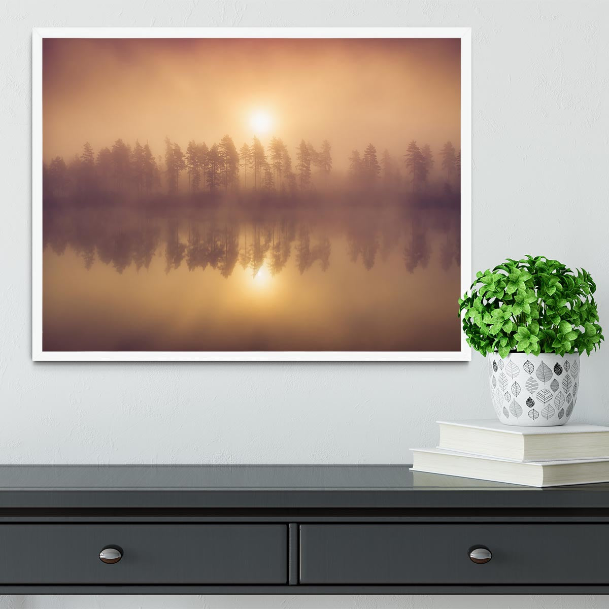 Tree Line Framed Print - Canvas Art Rocks -6