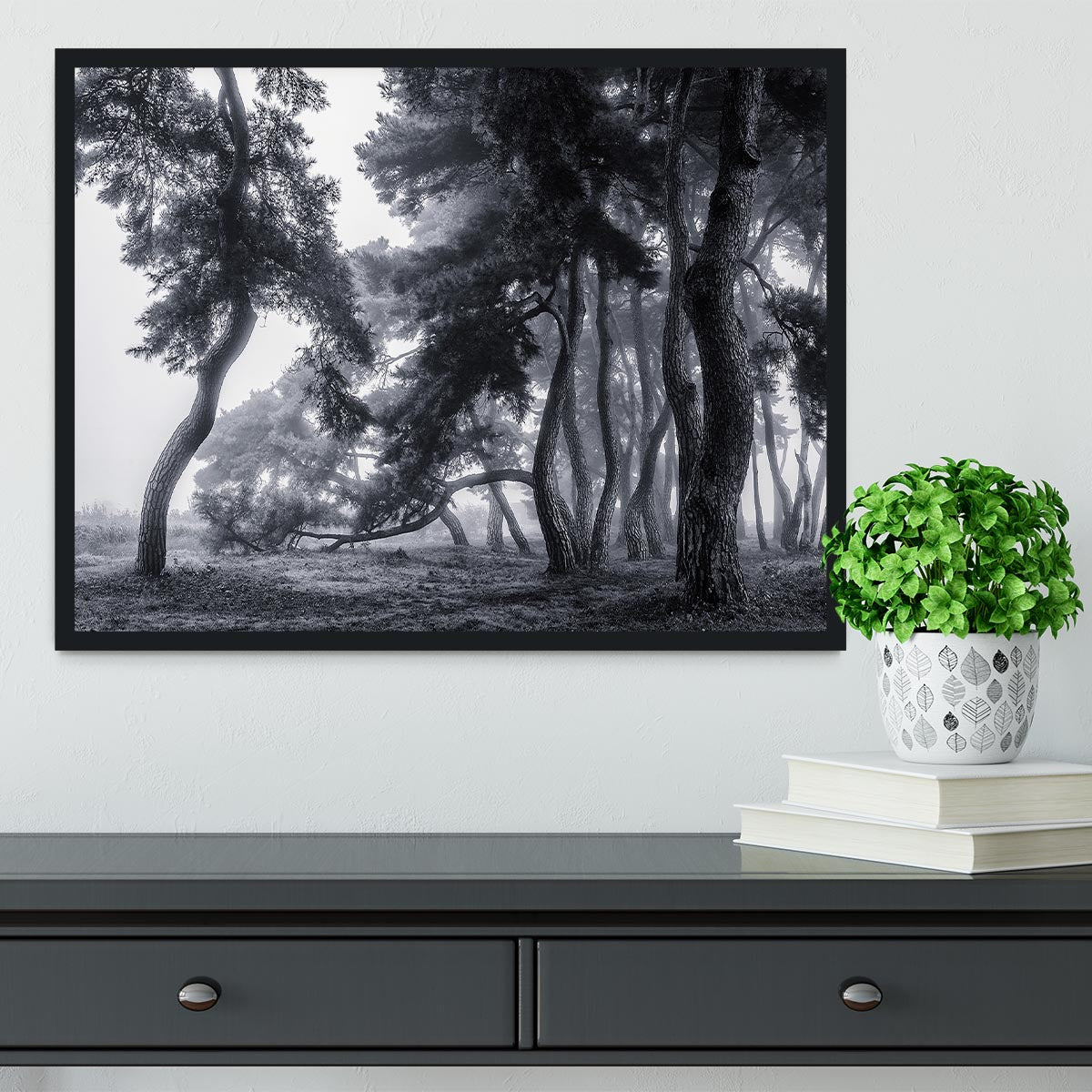 Pine Trees Dancing In The Fog Framed Print - Canvas Art Rocks - 2