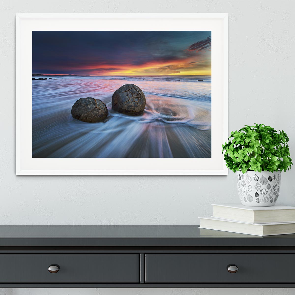 Moeraki Boulders Framed Print - Canvas Art Rocks - 5