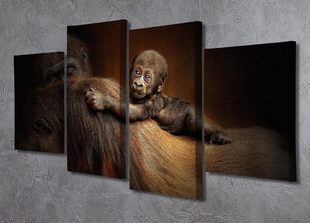 Baby Monkey 4 Split Panel Canvas - Canvas Art Rocks - 2