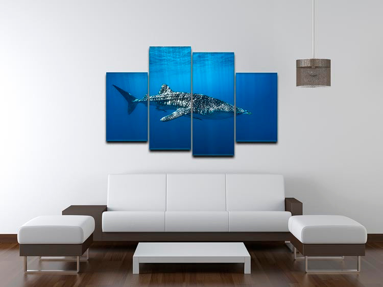 Whale Shark In The Blue 4 Split Panel Canvas - Canvas Art Rocks - 3
