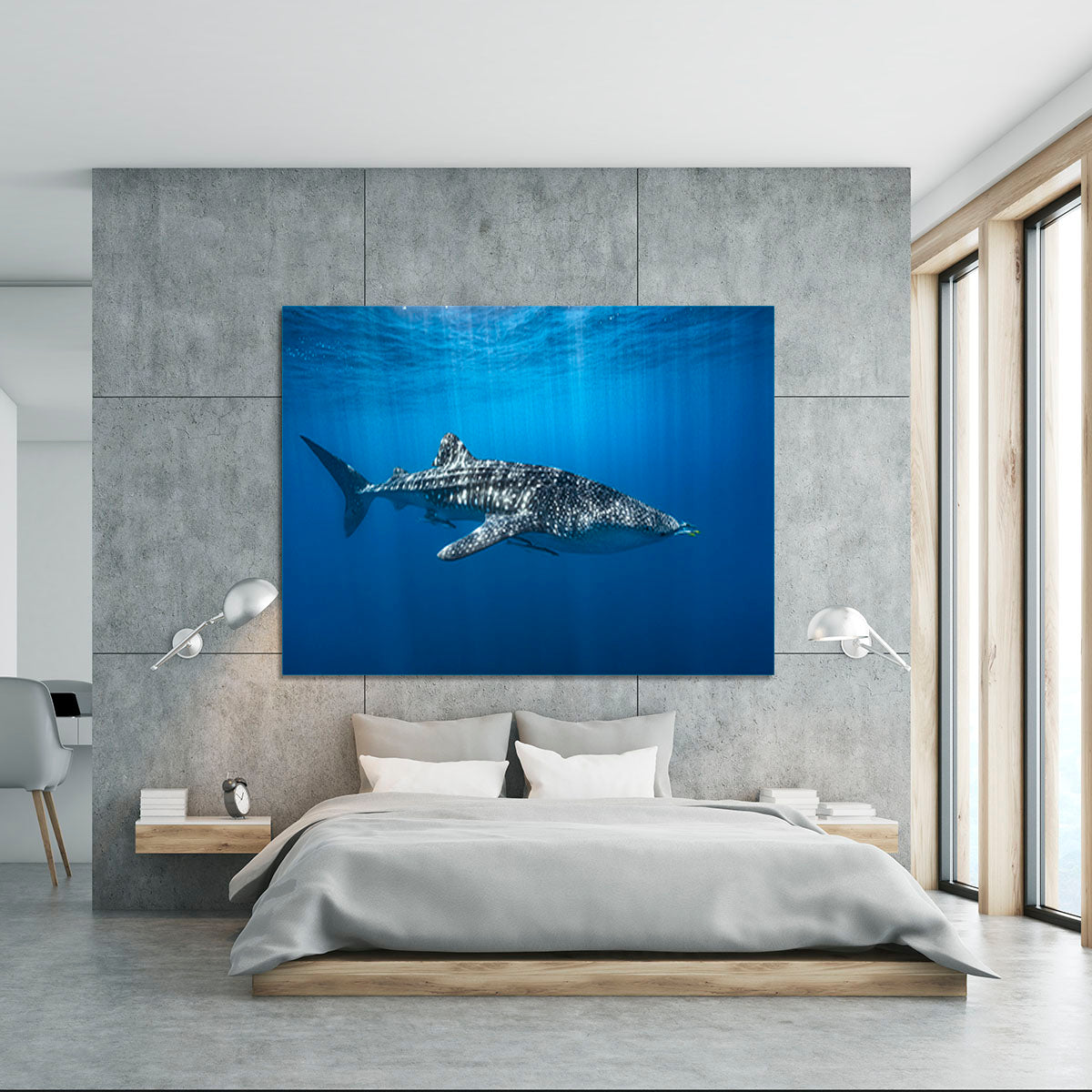 Whale Shark In The Blue Canvas Print or Poster - Canvas Art Rocks - 5