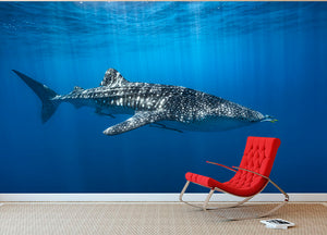Whale Shark In The Blue Wall Mural Wallpaper - Canvas Art Rocks - 2