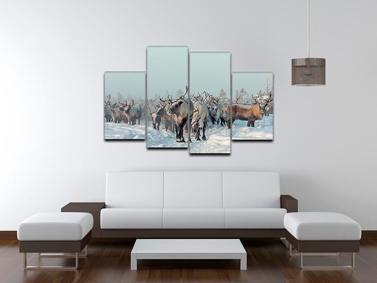 Reindeers 4 Split Panel Canvas - Canvas Art Rocks - 3