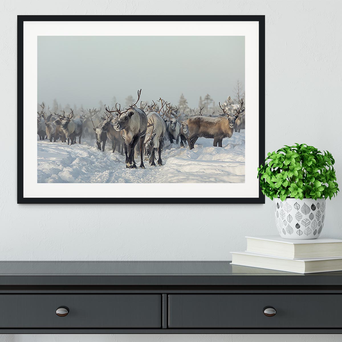 Reindeers Framed Print - Canvas Art Rocks - 1