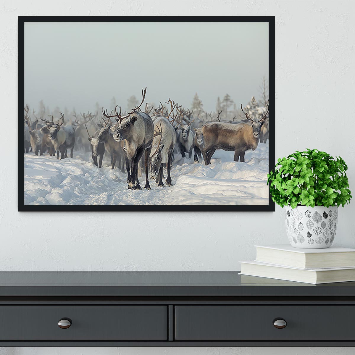Reindeers Framed Print - Canvas Art Rocks - 2