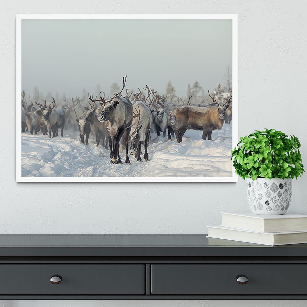 Reindeers Framed Print - Canvas Art Rocks -6