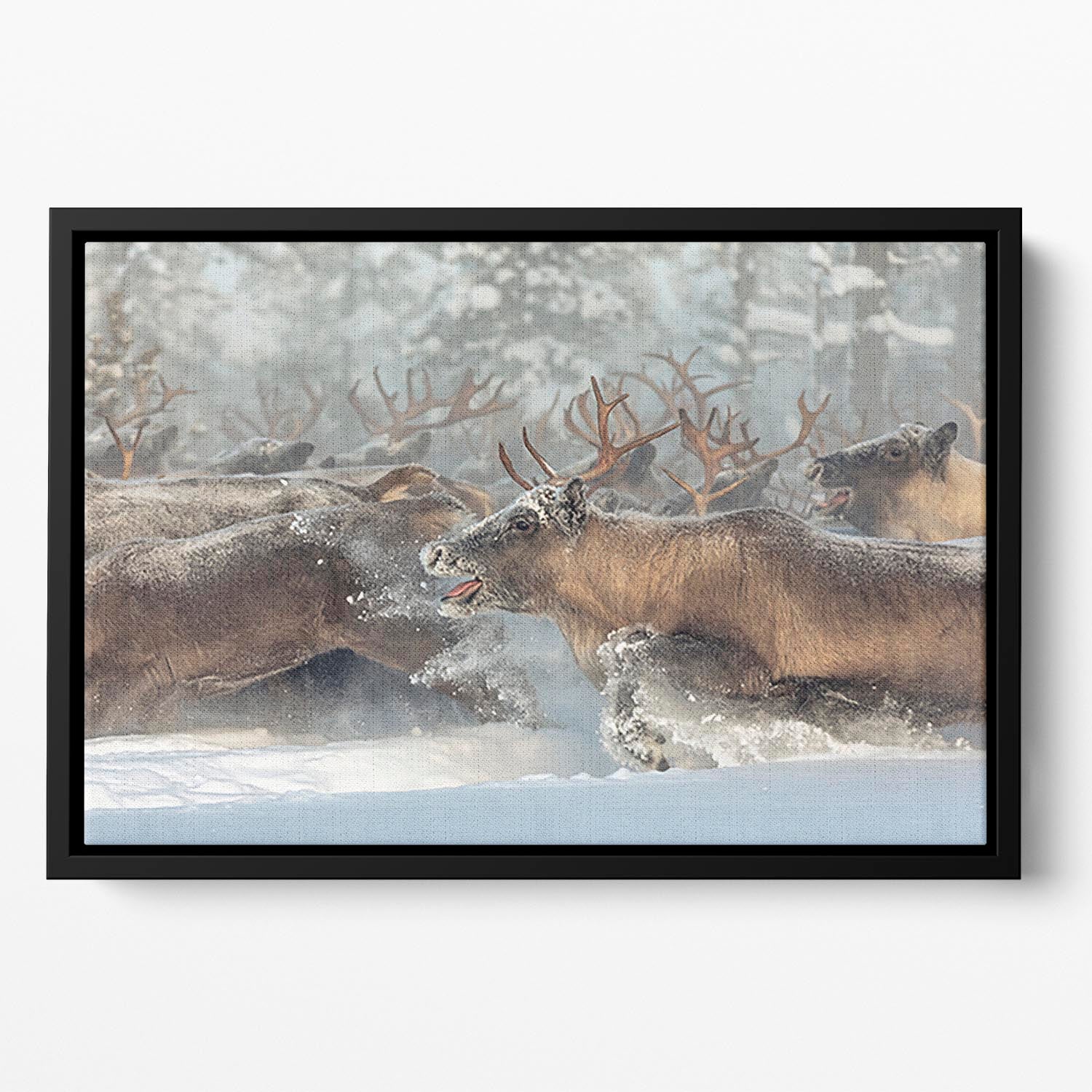 Reindeers III Floating Framed Canvas - Canvas Art Rocks - 2