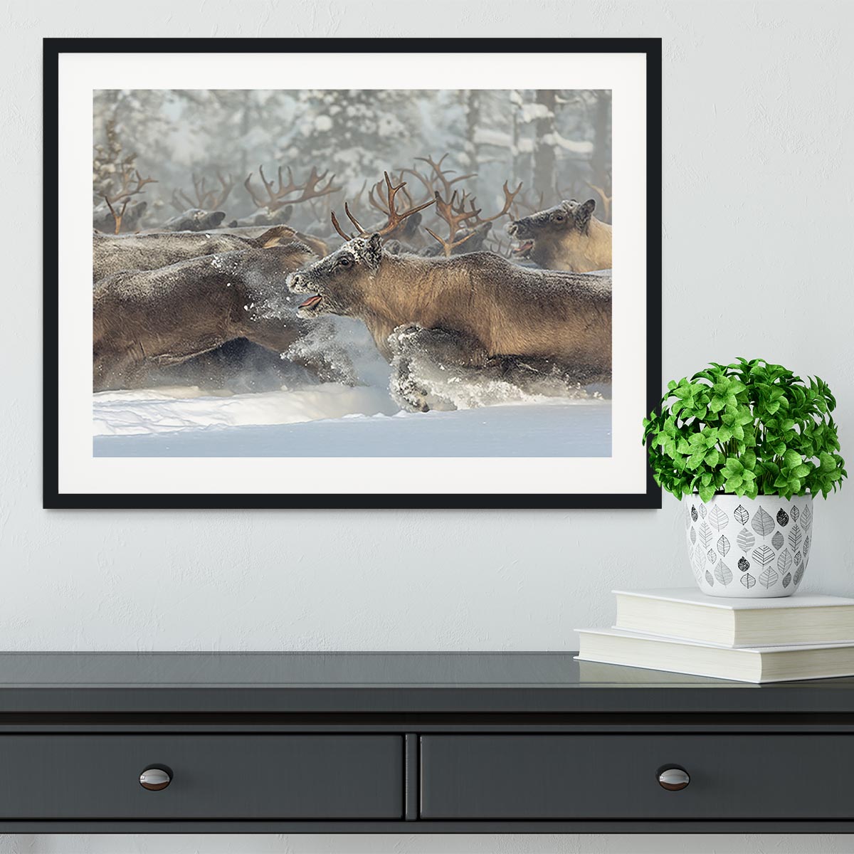 Reindeers III Framed Print - Canvas Art Rocks - 1
