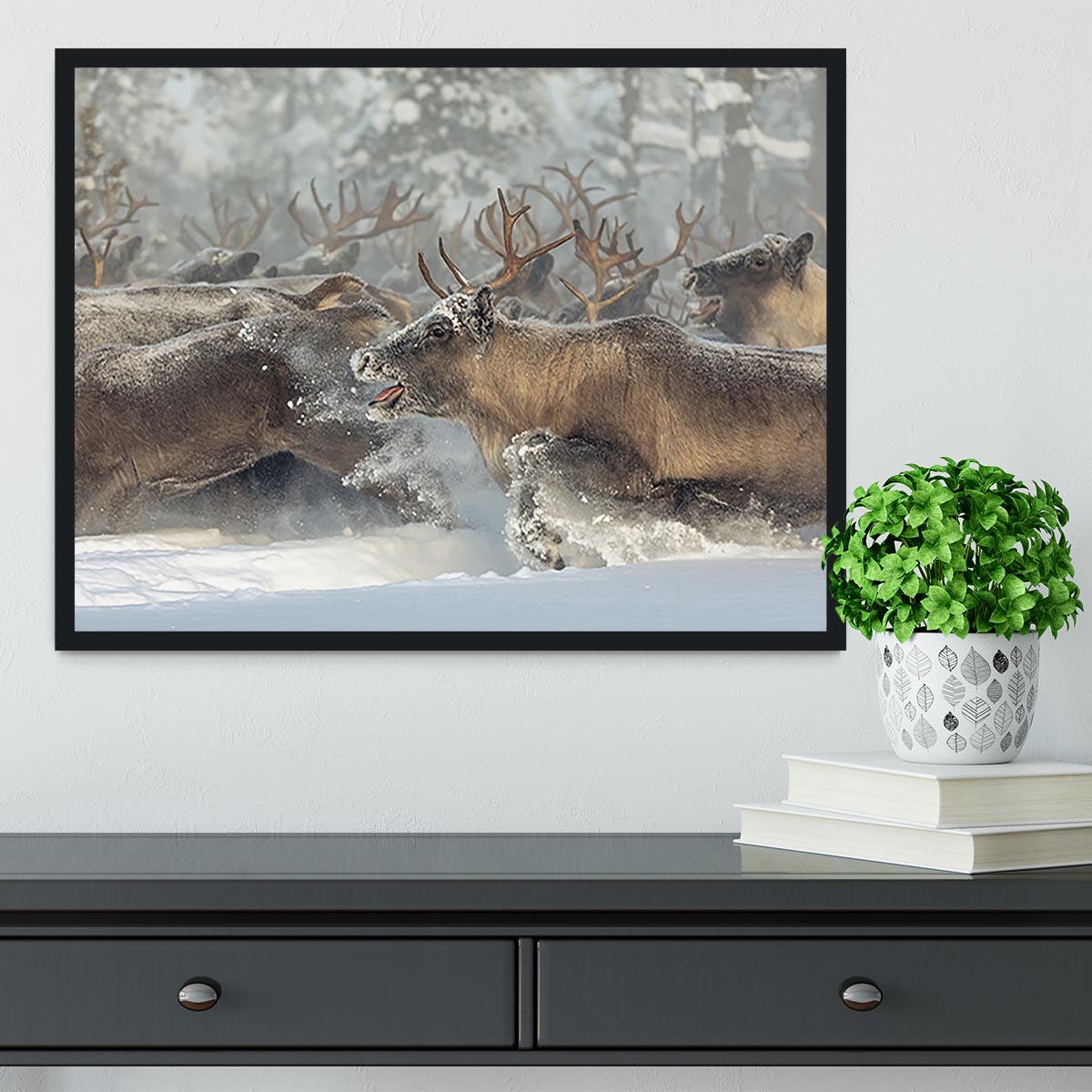 Reindeers III Framed Print - Canvas Art Rocks - 2