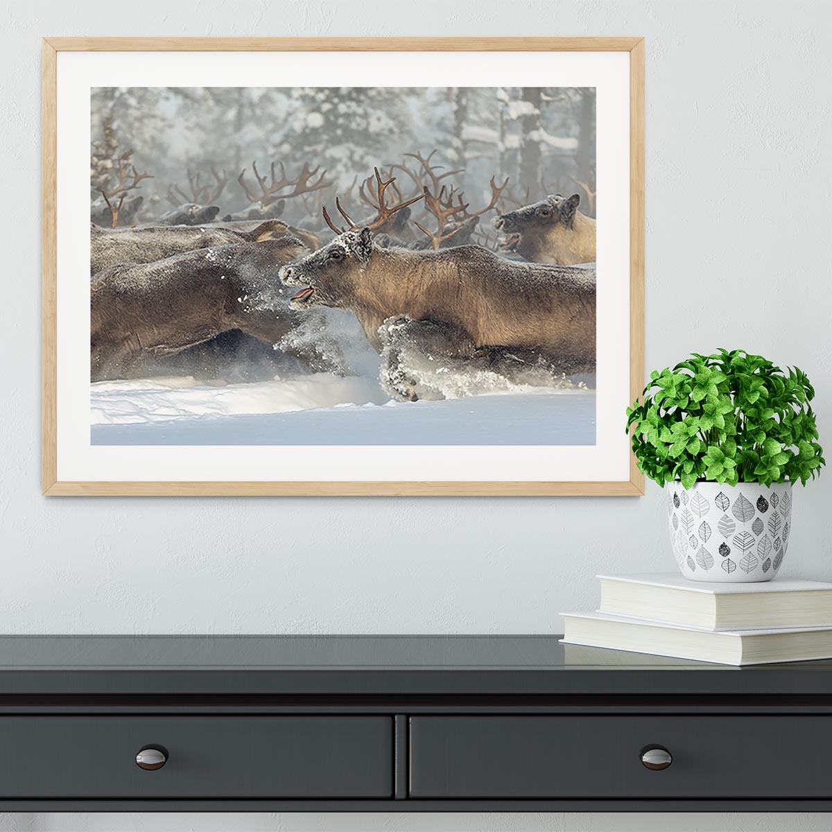 Reindeers III Framed Print - Canvas Art Rocks - 3