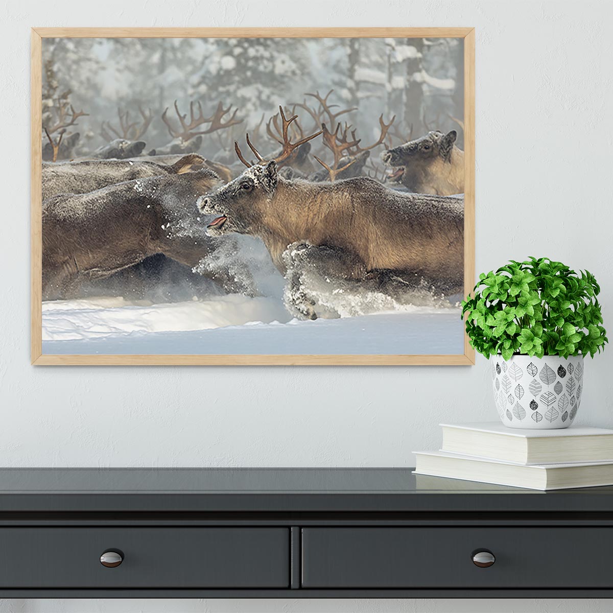 Reindeers III Framed Print - Canvas Art Rocks - 4