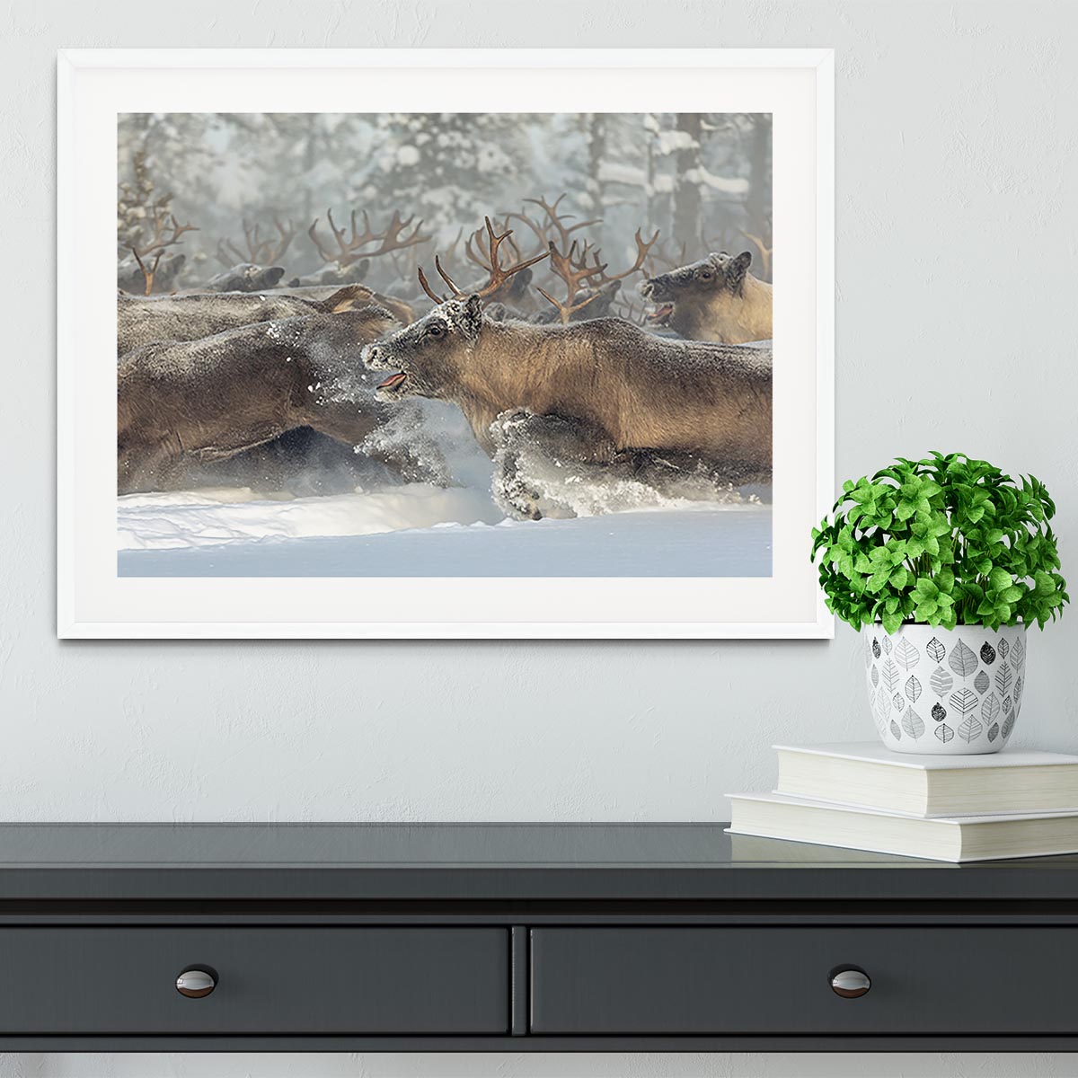 Reindeers III Framed Print - Canvas Art Rocks - 5