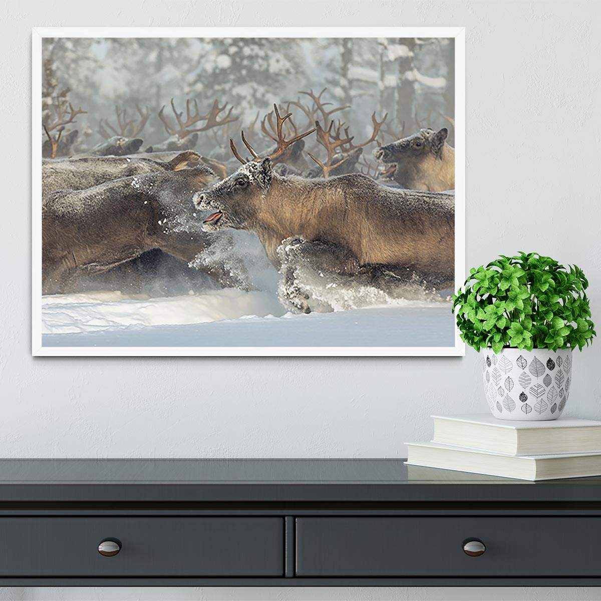Reindeers III Framed Print - Canvas Art Rocks -6